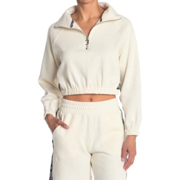 NWT Juicy Couture grey & brand stripe cropped sweatshirt & shorts coord set - Picture 9 of 16